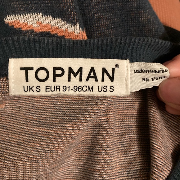 Vintage Topman by Topshop Blue Sweater with Fox Pattern 100% Cotton Mens Small - Picture 5 of 6